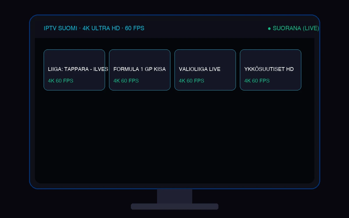 IPTV Suomi 4K suoratoisto ja suorat Liiga-lähetykset älytelevisiossa
